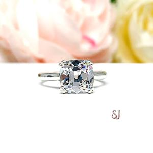 Old Mine Cut 8mm CZ Split Prong Engagement Ring