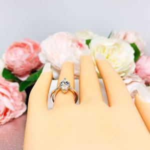 Marquise CZ Engagement Ring Curved Band Sterling Silver Near Colorless CZ