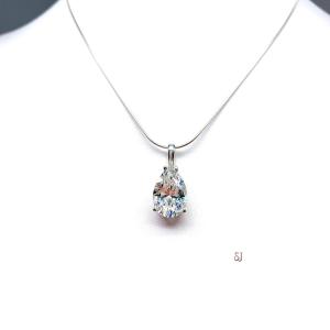 Pear CZ Pendant Sterling Silver Necklace Near Colorless Cubic Zirconia
