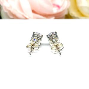 Oval Cubic Zirconia Sterling Silver Stud Earrings