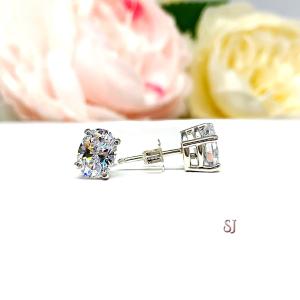 Oval Cubic Zirconia Sterling Silver Stud Earrings