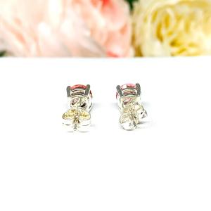 Round Lab Padparadscha Sapphire Stud Earrings – 5mm, 6.5mm, Sterling Silver