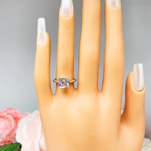 Old Mine Cut 8mm CZ Split Prong Engagement Ring