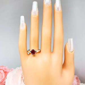 Lab Created Ruby Oval Sterling Silver Ring Double Prong