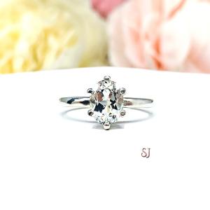 Oval-Cut White Topaz Solitaire Ring • 8x6mm—10x8mm, Sterling Silver