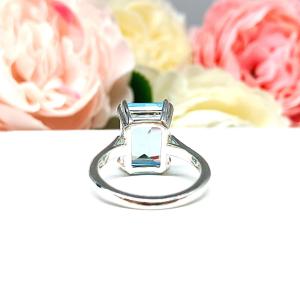 Sky Blue Topaz Emerald Cut Ring – 14x10mm, Sterling Silver