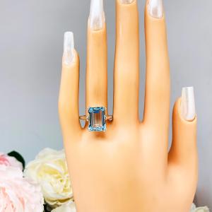 Sky Blue Topaz Emerald Cut Ring – 14x10mm, Sterling Silver