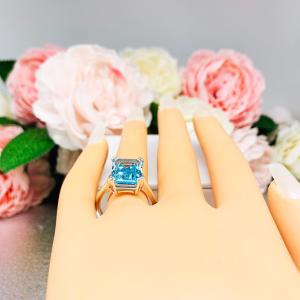 Sky Blue Topaz Emerald Cut Ring – 14x10mm, Sterling Silver