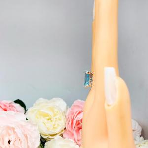 Sky Blue Topaz Emerald Cut Ring – 14x10mm, Sterling Silver