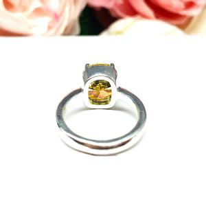 Elongated Cushion Canary Yellow CZ Engagement Ring – 10x8mm, Sterling Silver