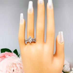 Marquise Cubic Zirconia Pave Bridal Ring Set – 10x5mm - 14x7mm, Sterling Silver