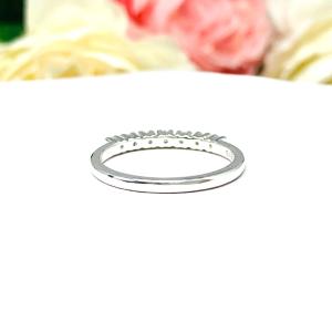 Round Cubic Zirconia Wedding Band – 2mm, 7-Stone, Sterling Silver