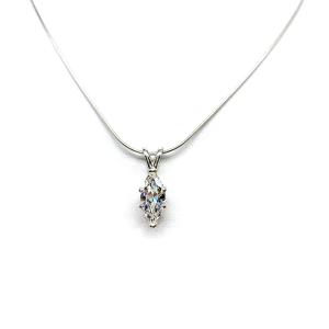 Marquise Cubic Zirconia Pendant Necklace – 10x5mm, 12x6mm, Sterling Silver