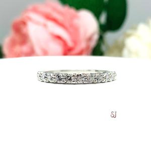 Round Cubic Zirconia Wedding Band – 2.5mm, 12-Stone, Sterling Silver