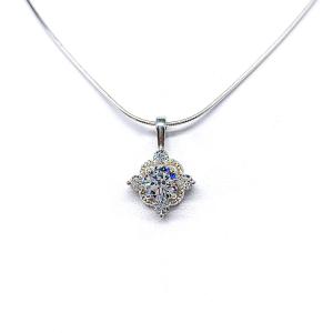 Reserved for Michelle..Art Deco Round-Cut CZ Pendant Necklace • 7mm, Sterling Silver