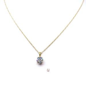Round Moissanite Pendant – 6mm, 14k Yellow Gold