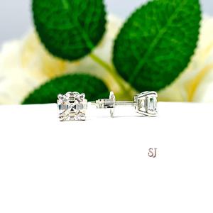 Asscher-Cut CZ Stud Earrings • 5mm, Sterling Silver
