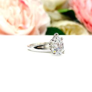 Pear Cubic Zirconia Engagement Ring – 9x6mm - 13x9mm, Sterling Silver