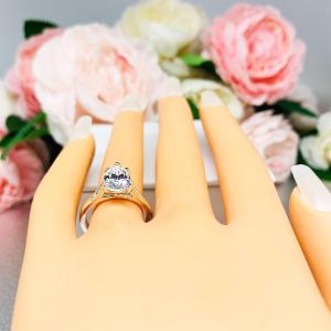 Pear Cubic Zirconia Engagement Ring – 9x6mm - 13x9mm, Sterling Silver