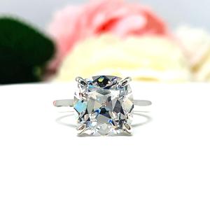 Old Mine CZ Engagement Ring Size 6 – 10mm, Near Colorless, Sterling Silver