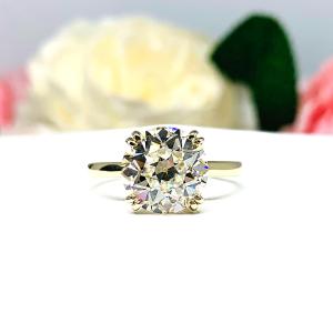 Old European Cut CZ Engagement Ring Size 8.25 – 10mm, 10k Yellow Gold