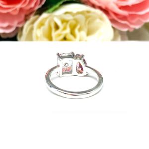 Pear & Radiant-Cut CZ Toi Et Moi Ring • Morganite Pink, Sterling Silver