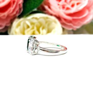 Emerald-Cut Emerald & Oval‑Cut CZ Toi Et Moi Ring • Sterling Silver