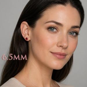 Round-Cut Lab Ruby Stud Earrings • 5mm—8mm, Sterling Silver