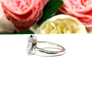 Marquise Emerald & Radiant‑Cut CZ Toi Et Moi Ring • Sterling Silver