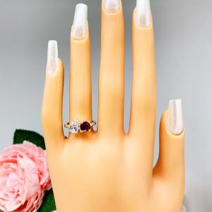 Pear-Cut CZ & Round Lab Ruby Toi Et Moi Ring • Sterling Silver