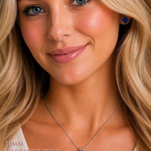 Round-Cut Lab Blue Sapphire Pendant or Necklace • 6mm—10mm, Sterling Silver