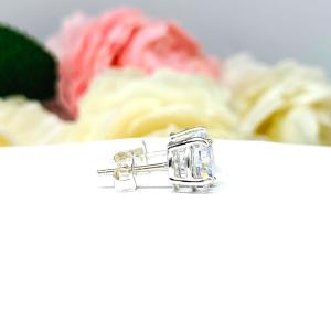 Round-Cut CZ Stud Earrings • 5mm—8mm, Sterling Silver