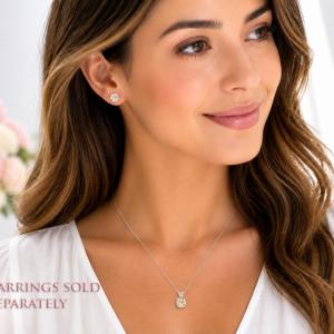 Round-Cut CZ Pendant Necklace • 5mm—13mm, Near Colorless, Sterling Silver