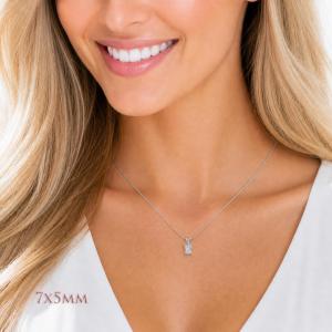 Radiant-Cut CZ Pendant or Necklace • 7x5mm—14x10mm, Sterling Silver