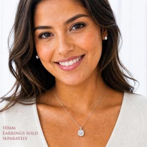 Round-Cut White Topaz Pendant or Necklace • 6mm—12mm, Sterling Silver