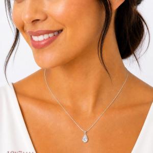 Pear-Cut CZ Pendant or Necklace • 10x7mm—15x10mm, Sterling Silver