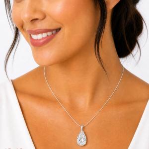 Pear-Cut CZ Pendant or Necklace • 10x7mm—15x10mm, Sterling Silver