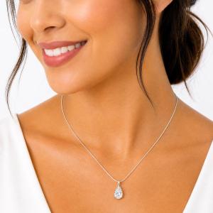 Pear-Cut CZ Pendant or Necklace • 10x7mm—15x10mm, Sterling Silver