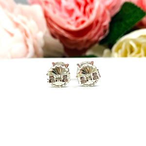 Old European Cut CZ Stud Earrings • 6.5mm—7.5mm, Near Colorless, Sterling Silver, 10k Gold