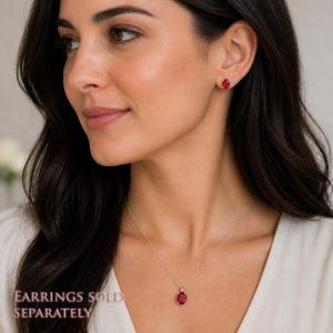 Oval-Cut Lab Ruby Pendant or Necklace • 7x5mm—14x10mm, Sterling Silver