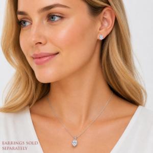 Oval-Cut CZ Pendant or Necklace • 8x6mm—10x8mm, Sterling Silver, 6-Prong