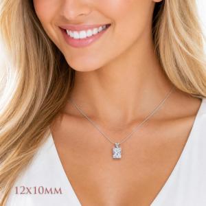Radiant-Cut CZ Pendant or Necklace • 7x5mm—14x10mm, Sterling Silver