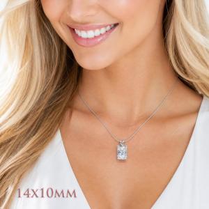 Radiant-Cut CZ Pendant or Necklace • 7x5mm—14x10mm, Sterling Silver