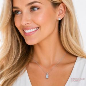 Radiant-Cut CZ Pendant or Necklace • 7x5mm—14x10mm, Sterling Silver