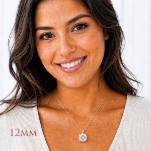 Round-Cut White Topaz Pendant or Necklace • 6mm—12mm, Sterling Silver