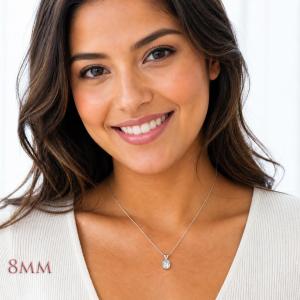 Round-Cut White Topaz Pendant or Necklace • 6mm—12mm, Sterling Silver
