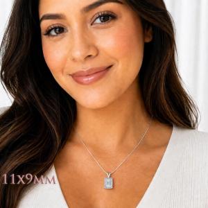 Emerald-Cut CZ Pendant or Necklace • 7x5mm—14x10mm, Sterling Silver