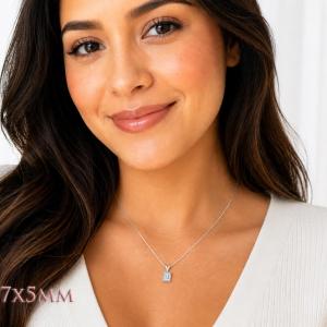 Emerald-Cut CZ Pendant or Necklace • 7x5mm—14x10mm, Sterling Silver