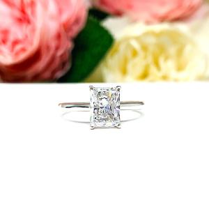 Radiant-Cut CZ Engagement Ring • 7x5mm—10x8mm, Sterling Silver