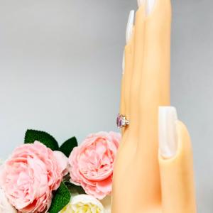 Pear-Cut Rose de France Amethyst & Rainbow Moonstone Ring • 10x7mm, Sterling Silver